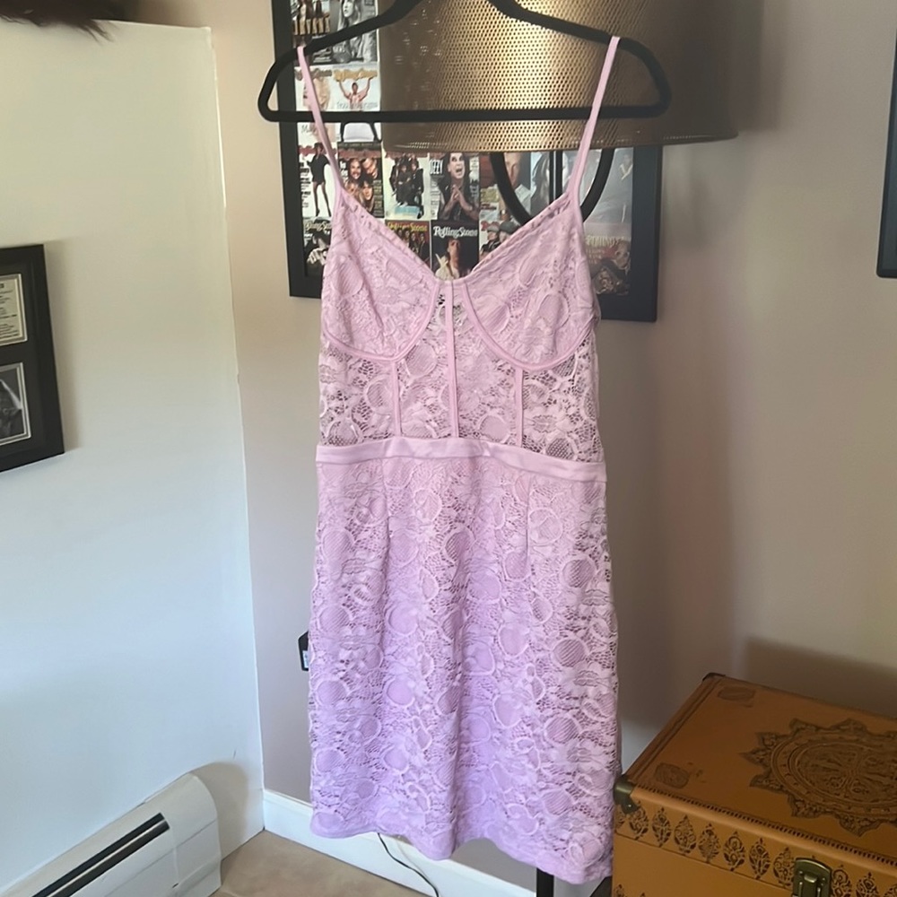 Missguided Plus Size Cup Detail Strappy Mini Dress Lilac Size 14